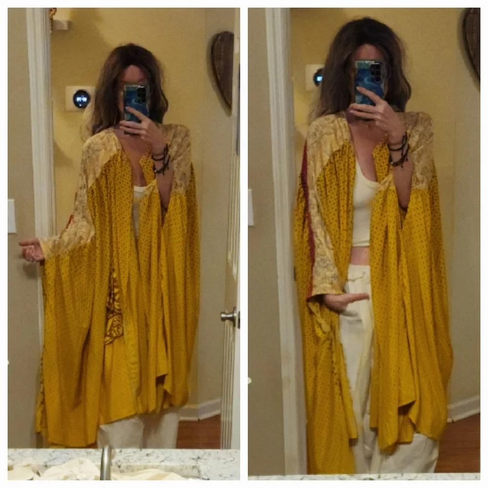 Stunning OOAK Kantha Bae Fleetwood Kimono Cape Poncho Cardigan NWT One Size